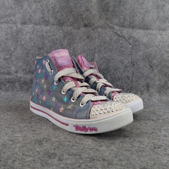 Skechers Shoes Kids 2 Sneakers Twinkle Toes High Top Active Stars Light Up Girls - Picture 1 of 14